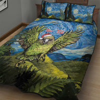 Personalised Jumping Kakapo Christmas Quilt Bed Set New Zealand Fern - Starry Night Style LT14 - Polynesian Pride