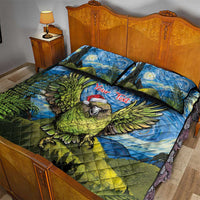 Personalised Jumping Kakapo Christmas Quilt Bed Set New Zealand Fern - Starry Night Style LT14 - Polynesian Pride