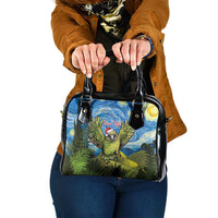 Personalised Jumping Kakapo Christmas Shoulder Handbag New Zealand Fern - Starry Night Style LT14 One Size Green - Polynesian Pride