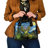 Personalised Jumping Kakapo Christmas Shoulder Handbag New Zealand Fern - Starry Night Style LT14 - Polynesian Pride