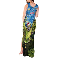 Personalised Jumping Kakapo Christmas Tank Maxi Dress New Zealand Fern - Starry Night Style LT14 - Polynesian Pride