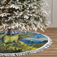 Personalised Jumping Kakapo Christmas Tree Skirt New Zealand Fern - Starry Night Style LT14 - Polynesian Pride