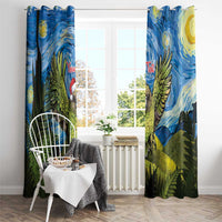 Personalised Jumping Kakapo Christmas Window Curtain New Zealand Fern - Starry Night Style LT14 - Polynesian Pride