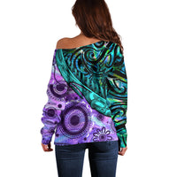 New Zealand Paua Shell With Australia Opal Unique Combine Off Shoulder Sweater LT14 - Polynesian Pride