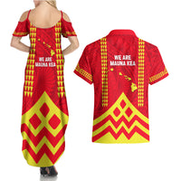 Hawaii Mauna Kea Couples Matching Summer Maxi Dress and Hawaiian Shirt Hawaiian Kakau Tribal Pattern LT14 - Polynesian Pride