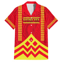 Hawaii Mauna Kea Family Matching Long Sleeve Bodycon Dress and Hawaiian Shirt Hawaiian Kakau Tribal Pattern LT14 Dad's Shirt - Short Sleeve Red - Polynesian Pride