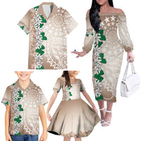 Cook Islands Tiare Maori With Conch Shell Family Matching Off The Shoulder Long Sleeve Dress and Hawaiian Shirt 2025 Pasifika Polynesian Tattoo LT14 - Polynesian Pride