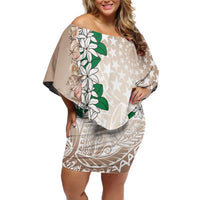 Cook Islands Tiare Maori With Conch Shell Family Matching Off Shoulder Short Dress and Hawaiian Shirt 2025 Pasifika Polynesian Tattoo LT14 Mom's Dress Brown - Polynesian Pride