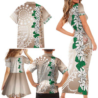 Cook Islands Tiare Maori With Conch Shell Family Matching Short Sleeve Bodycon Dress and Hawaiian Shirt 2025 Pasifika Polynesian Tattoo LT14 - Polynesian Pride
