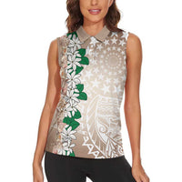 Cook Islands Tiare Maori With Conch Shell Women Sleeveless Polo Shirt 2025 Pasifika Polynesian Tattoo LT14 - Polynesian Pride