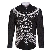 Kia Orana Cook Islands Family Matching Puletasi and Hawaiian Shirt 2025 Pasifika Polynesian Turtle Black Color LT14 Dad's Shirt - Long Sleeve Black - Polynesian Pride
