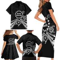 Kia Orana Cook Islands Family Matching Short Sleeve Bodycon Dress and Hawaiian Shirt 2025 Pasifika Polynesian Turtle Black Color LT14 - Polynesian Pride