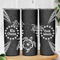 Kia Orana Cook Islands Skinny Tumbler 2025 Pasifika Polynesian Turtle Black Color LT14 - Polynesian Pride