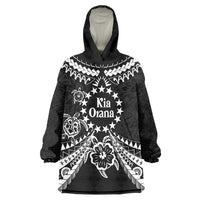 Kia Orana Cook Islands Wearable Blanket Hoodie 2025 Pasifika Polynesian Turtle Black Color LT14 One Size Black - Polynesian Pride