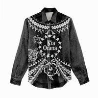 Kia Orana Cook Islands Women Casual Shirt 2025 Pasifika Polynesian Turtle Black Color LT14 - Polynesian Pride