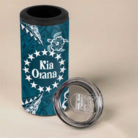 Kia Orana Cook Islands 4 in 1 Can Cooler Tumbler Polynesian Turtle Crowberry Blue Color LT14 - Polynesian Pride