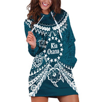 Kia Orana Cook Islands Hoodie Dress Polynesian Turtle Crowberry Blue Color LT14 Crowberry Blue - Polynesian Pride