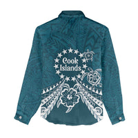 Kia Orana Cook Islands Women Casual Shirt Polynesian Turtle Crowberry Blue Color LT14 - Polynesian Pride