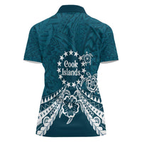 Kia Orana Cook Islands Women Polo Shirt Polynesian Turtle Crowberry Blue Color LT14 - Polynesian Pride