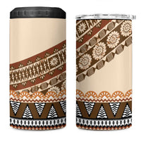 Bula Fiji 4 in 1 Can Cooler Tumbler 2025 Pasifika Traditional Fijian Masi LT14 One Size: 16 oz Beige - Polynesian Pride