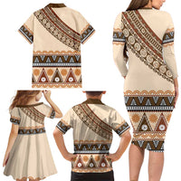 Bula Fiji Family Matching Long Sleeve Bodycon Dress and Hawaiian Shirt 2025 Pasifika Traditional Fijian Masi LT14 - Polynesian Pride