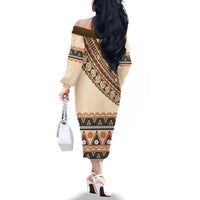 Bula Fiji Family Matching Off The Shoulder Long Sleeve Dress and Hawaiian Shirt 2025 Pasifika Traditional Fijian Masi LT14 - Polynesian Pride