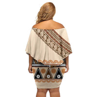Bula Fiji Family Matching Off Shoulder Short Dress and Hawaiian Shirt 2025 Pasifika Traditional Fijian Masi LT14 - Polynesian Pride