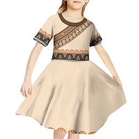 Bula Fiji Kid Short Sleeve Dress 2025 Pasifika Traditional Fijian Masi LT14 - Polynesian Pride