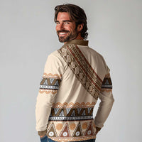 Bula Fiji Long Sleeve Polo Shirt 2025 Pasifika Traditional Fijian Masi LT14 - Polynesian Pride