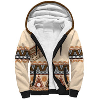 Bula Fiji Sherpa Hoodie 2025 Pasifika Traditional Fijian Masi LT14 Unisex Beige - Polynesian Pride