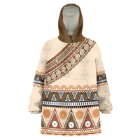 Bula Fiji Wearable Blanket Hoodie 2025 Pasifika Traditional Fijian Masi LT14 One Size Beige - Polynesian Pride