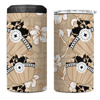 Bula Fiji Iri Buli 4 in 1 Can Cooler Tumbler Woven Fan With Fijian Tapa LT14 One Size: 16 oz Beige - Polynesian Pride