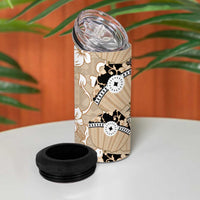 Bula Fiji Iri Buli 4 in 1 Can Cooler Tumbler Woven Fan With Fijian Tapa LT14 - Polynesian Pride