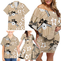 Bula Fiji Iri Buli Family Matching Off Shoulder Short Dress and Hawaiian Shirt Woven Fan With Fijian Tapa LT14 - Polynesian Pride