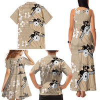 Bula Fiji Iri Buli Family Matching Tank Maxi Dress and Hawaiian Shirt Woven Fan With Fijian Tapa LT14 - Polynesian Pride