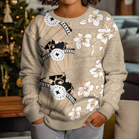 Bula Fiji Iri Buli Kid Ugly Christmas Sweater Woven Fan With Fijian Tapa LT14 - Polynesian Pride