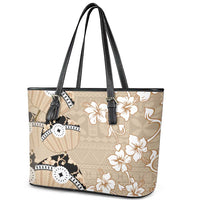 Bula Fiji Iri Buli Leather Tote Bag Woven Fan With Fijian Tapa LT14 - Polynesian Pride