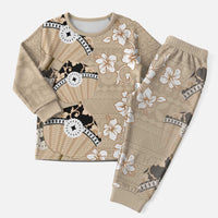Bula Fiji Iri Buli Christmas Pajama Set Woven Fan With Fijian Tapa LT14 Men Beige - Polynesian Pride