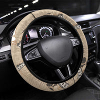 Bula Fiji Iri Buli Steering Wheel Cover Woven Fan With Fijian Tapa LT14 Universal Fit Beige - Polynesian Pride