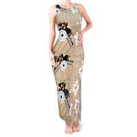 Bula Fiji Iri Buli Tank Maxi Dress Woven Fan With Fijian Tapa LT14 Women Beige - Polynesian Pride