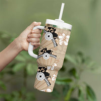 Bula Fiji Iri Buli Tumbler With Handle Woven Fan With Fijian Tapa LT14 - Polynesian Pride