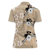 Bula Fiji Iri Buli Women Polo Shirt Woven Fan With Fijian Tapa LT14 - Polynesian Pride