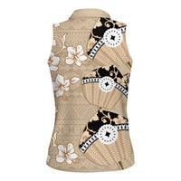 Bula Fiji Iri Buli Women Sleeveless Polo Shirt Woven Fan With Fijian Tapa LT14 - Polynesian Pride