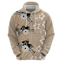 Bula Fiji Iri Buli Zip Hoodie Woven Fan With Fijian Tapa LT14 - Polynesian Pride