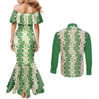 Ia Orana Tahiti Tiare Maori Seamless Style Couples Matching Mermaid Dress and Long Sleeve Button Shirt LT14 - Polynesian Pride