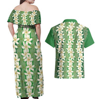 Ia Orana Tahiti Tiare Maori Seamless Style Couples Matching Off Shoulder Maxi Dress and Hawaiian Shirt LT14 - Polynesian Pride