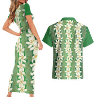 Ia Orana Tahiti Tiare Maori Seamless Style Couples Matching Short Sleeve Bodycon Dress and Hawaiian Shirt LT14 - Polynesian Pride