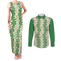 Ia Orana Tahiti Tiare Maori Seamless Style Couples Matching Tank Maxi Dress and Long Sleeve Button Shirt LT14 Green - Polynesian Pride