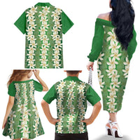 Ia Orana Tahiti Tiare Maori Seamless Style Family Matching Off The Shoulder Long Sleeve Dress and Hawaiian Shirt LT14 - Polynesian Pride