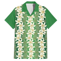 Ia Orana Tahiti Tiare Maori Seamless Style Family Matching Short Sleeve Bodycon Dress and Hawaiian Shirt LT14 Dad's Shirt - Short Sleeve Green - Polynesian Pride